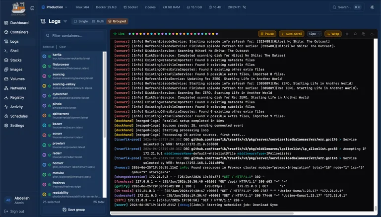 Dockhand: every container's logs across the fleet in one view